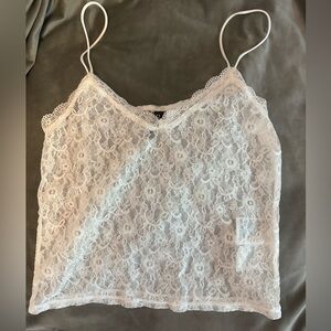 See through white lace top